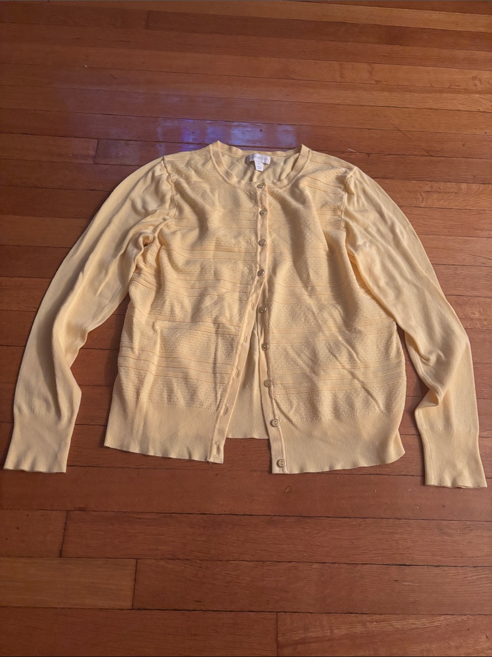 Charter Club Light Yellow Women’s Crewneck Button-Front Sweater
